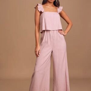 Lulu’s I Adore You Mauve Sleeveless Ruffled Culotte Jumpsuit